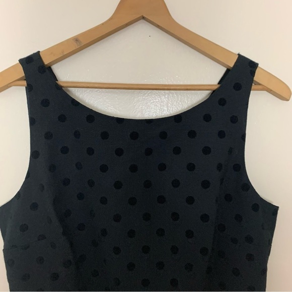 [LOFT] Women's Size:8 Black Velvet Polka Dot Fit & Flare Sleeveless Dress - Picture 2 of 9